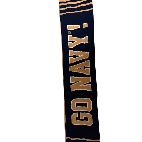 Reversible Knit Scarf With "Beat Air Force" & "Go Navy" Text Miltary Rivalry - Picture 3 of 8